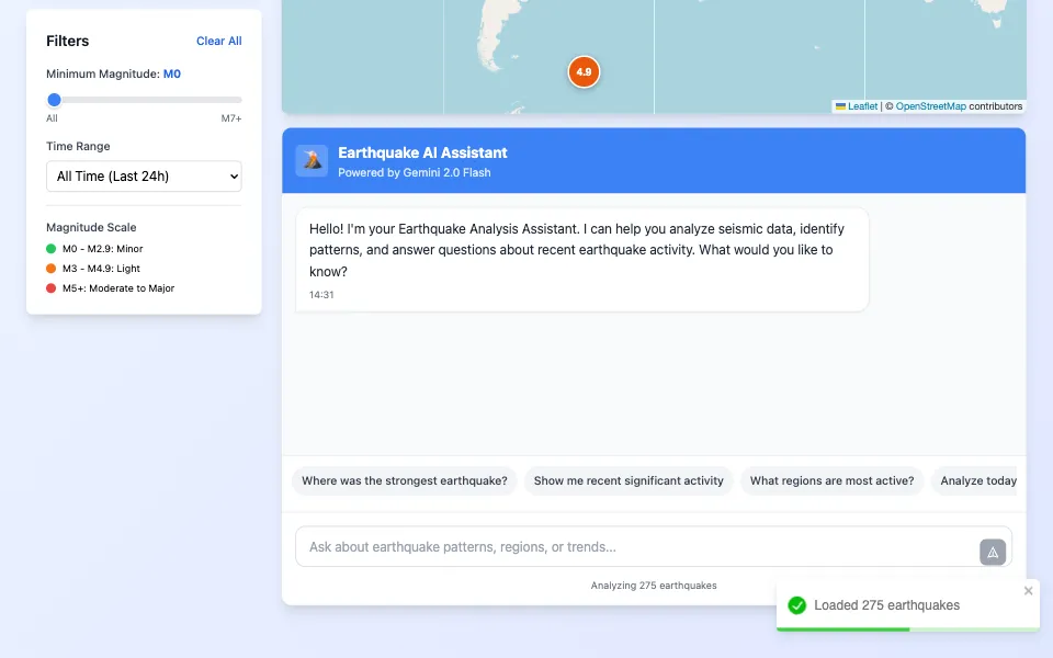 Earthquake Visualizer live site